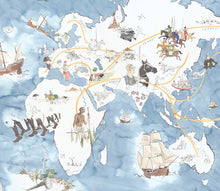 Illustrated map of Historical Human Migration.